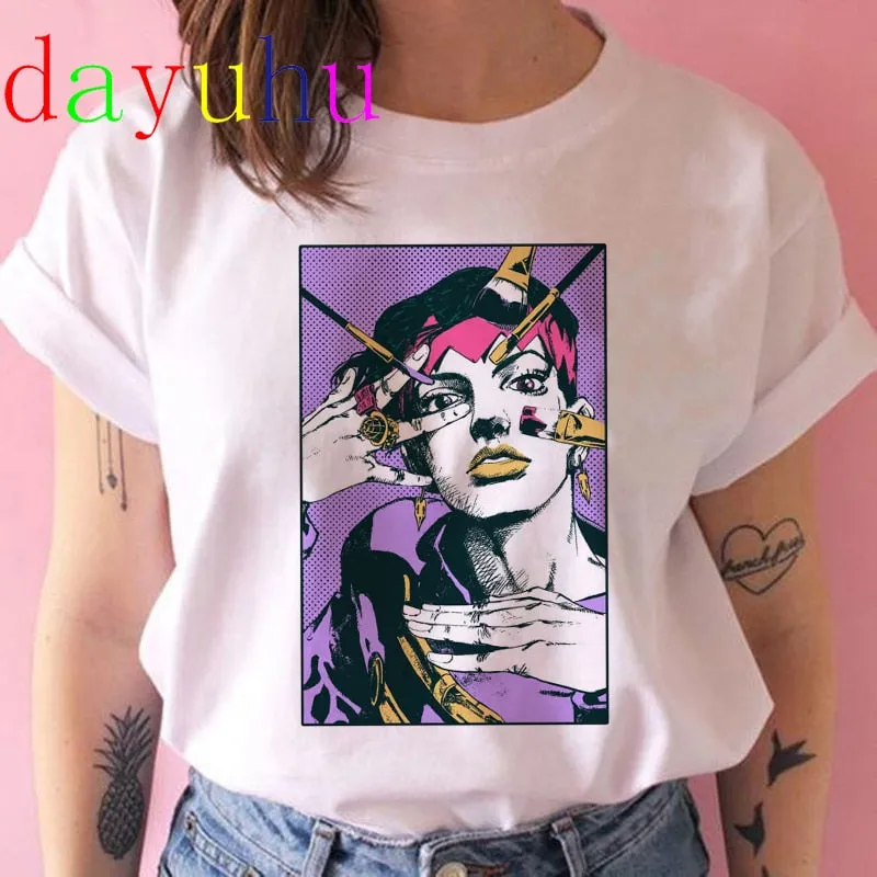 Printed White T-Shirt Jojo's Bizarre Adventure