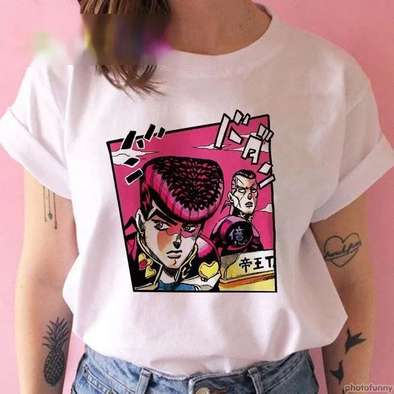 Printed White T-Shirt Jojo's Bizarre Adventure