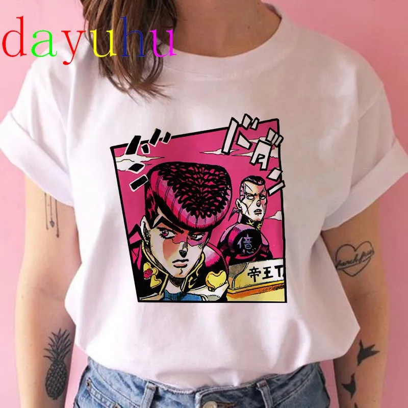 Printed White T-Shirt Jojo's Bizarre Adventure