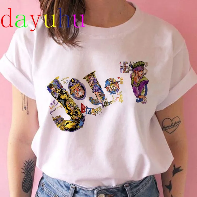 Printed White T-Shirt Jojo's Bizarre Adventure