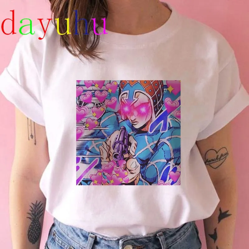 Printed White T-Shirt Jojo's Bizarre Adventure