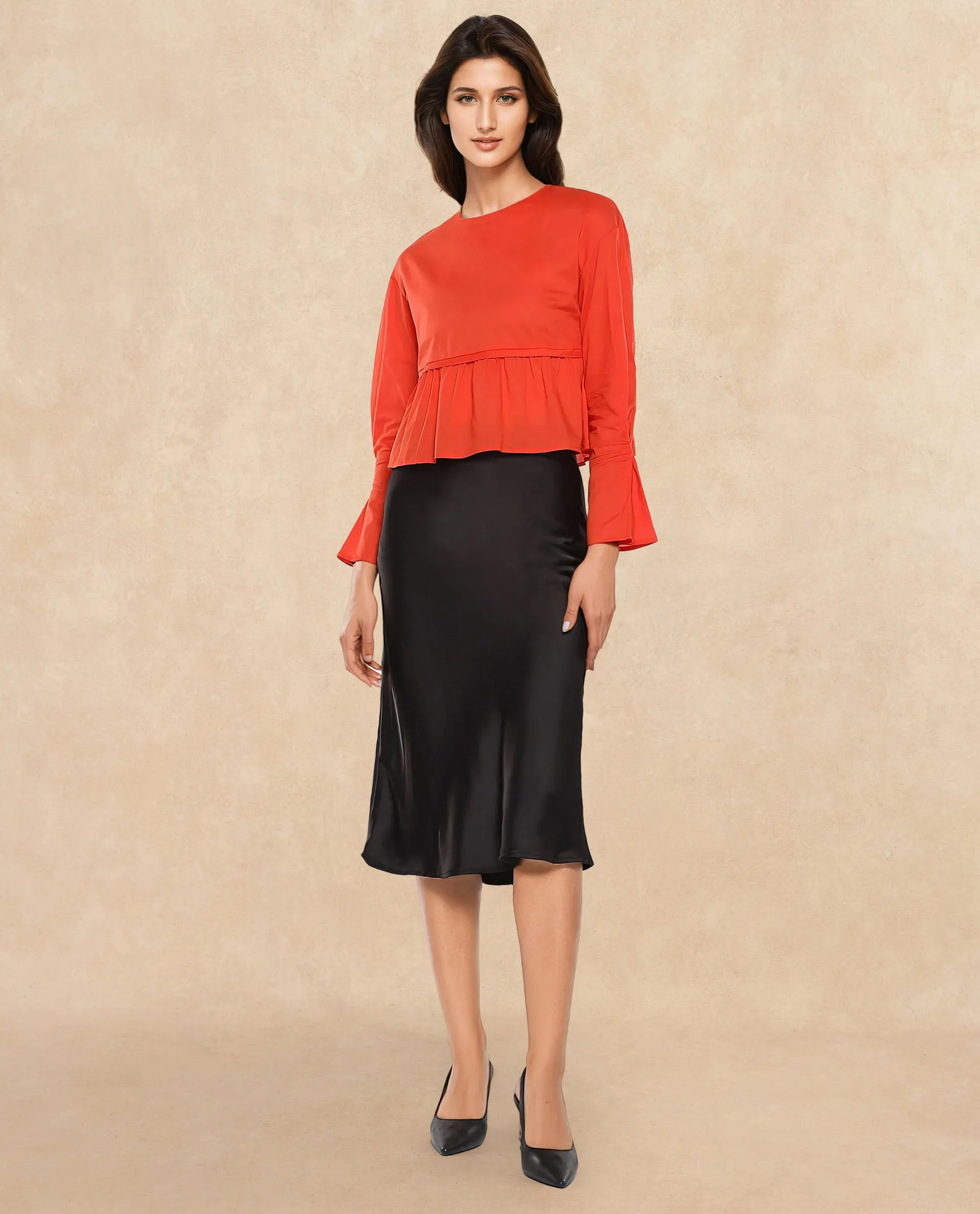 Rareism Women Kingwell Orange Plain Top