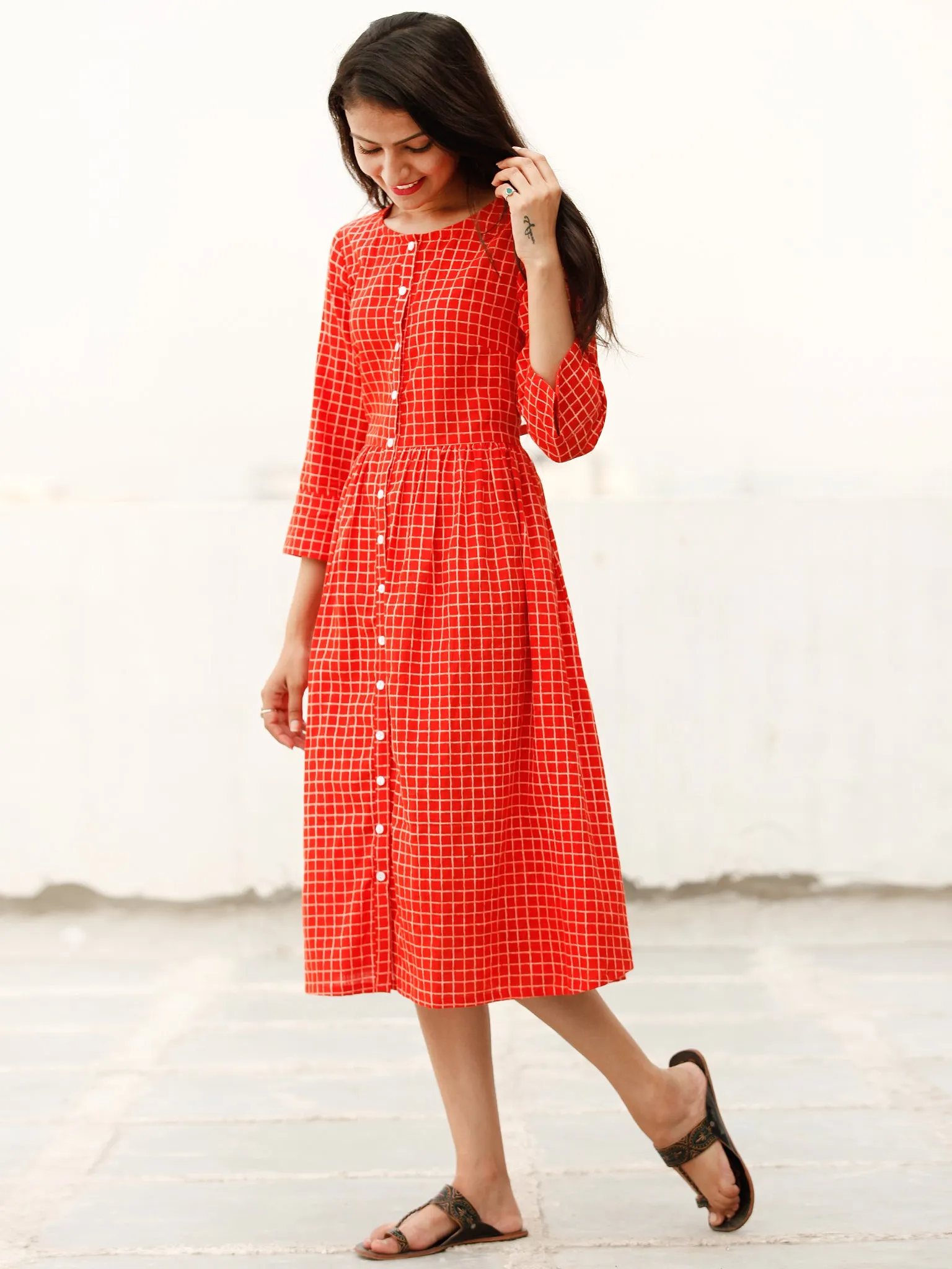 Relaxed Chic  - Block Printed Cotton Dress  - D366F1868