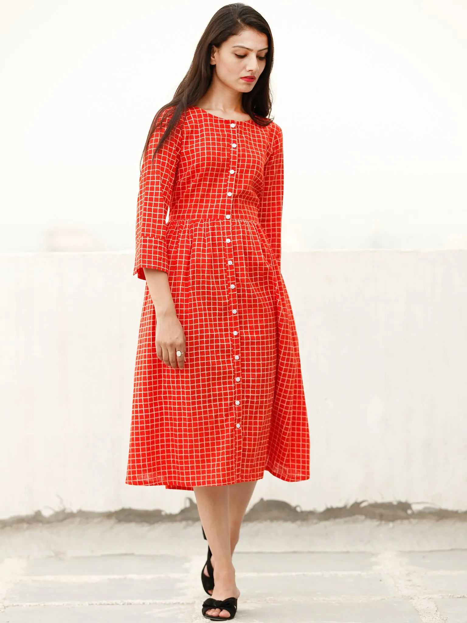 Relaxed Chic  - Block Printed Cotton Dress  - D366F1868