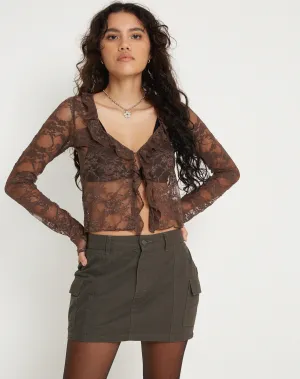 Sadiru Cardi in Lace Chesnut Brown