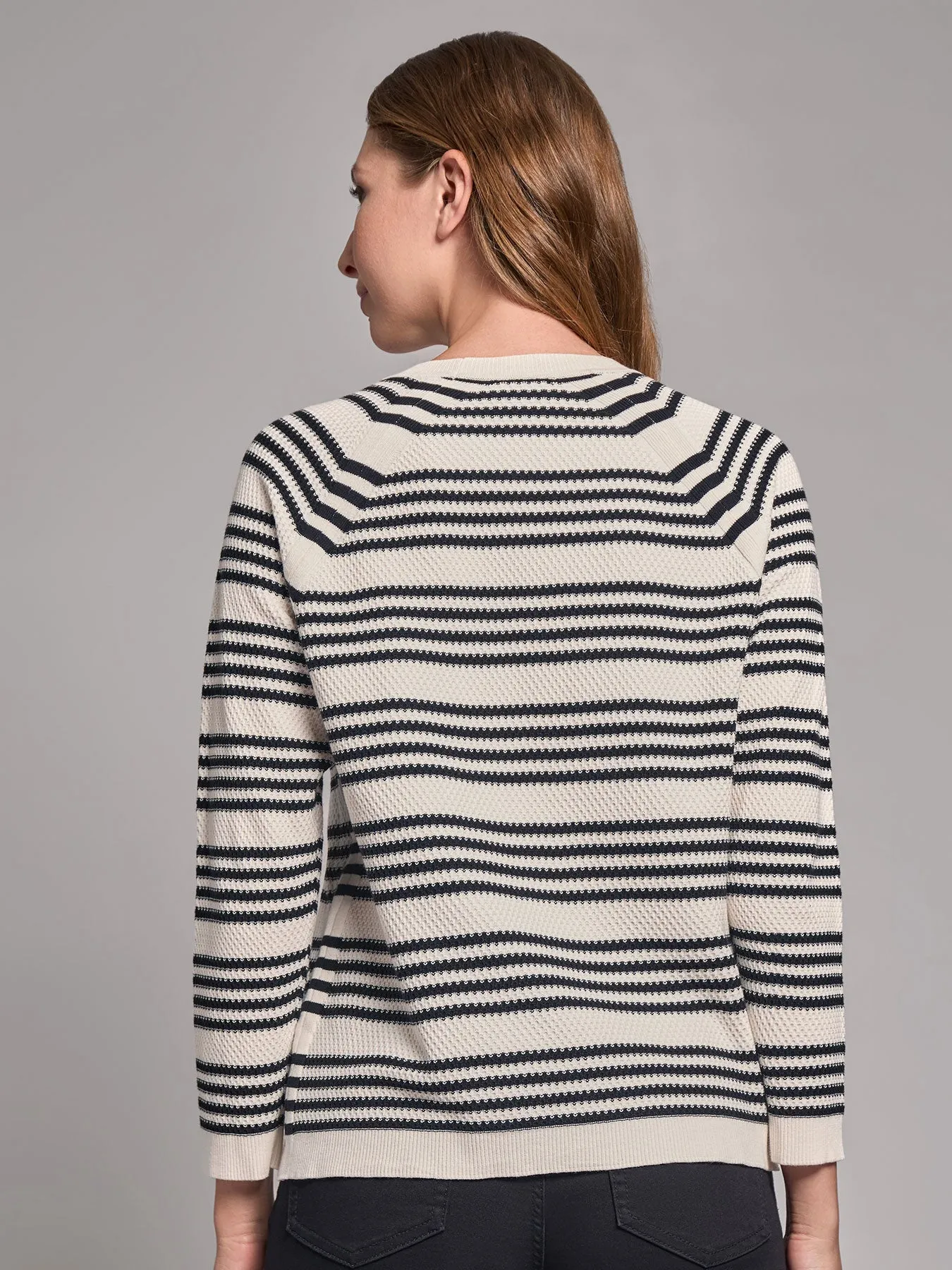 Stripe Crew Neck Raglan Sweater