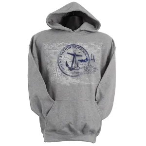 SWNV04G Hooded Sweatshirt - Naval Station Norfolk Anchor SPORT GREY