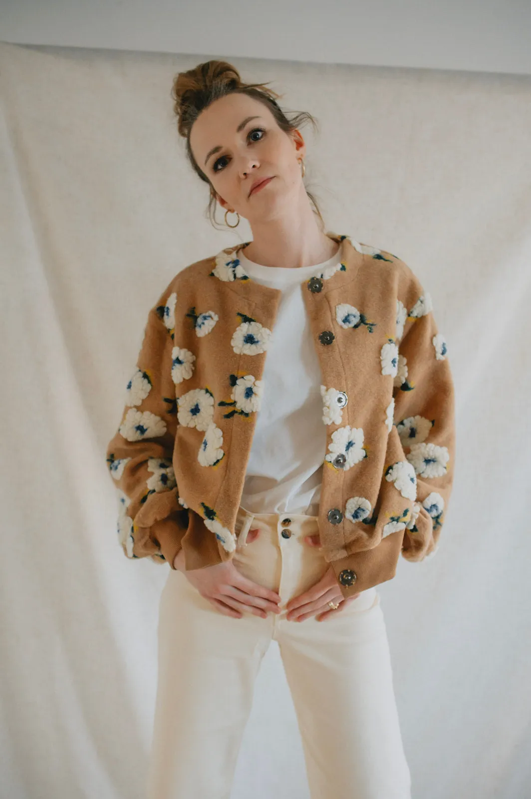 The Ellie Textured Floral Bomber Cardigan