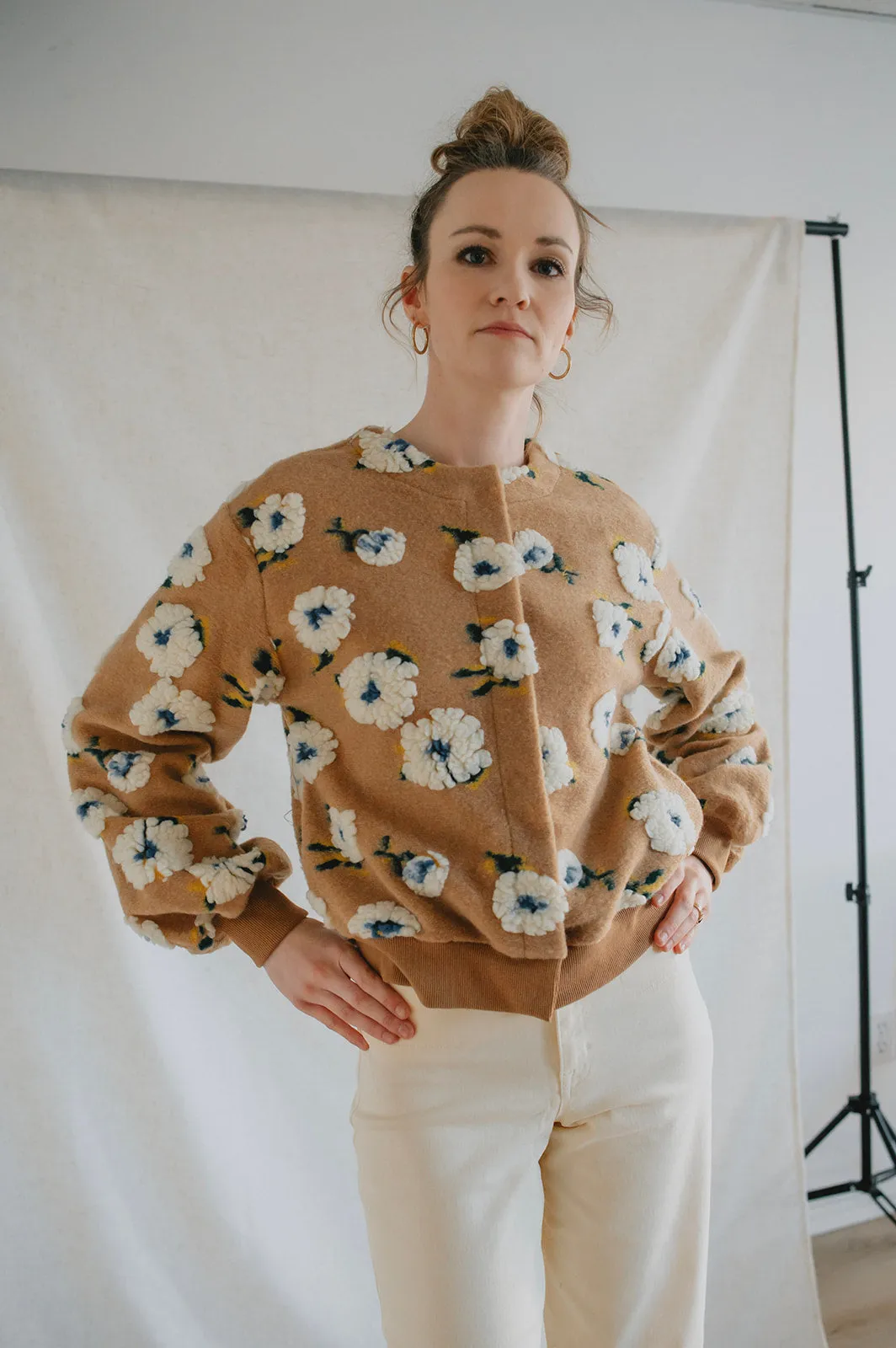 The Ellie Textured Floral Bomber Cardigan