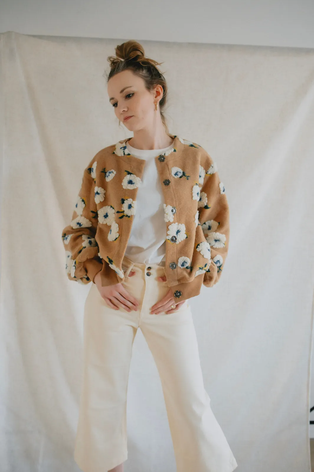 The Ellie Textured Floral Bomber Cardigan