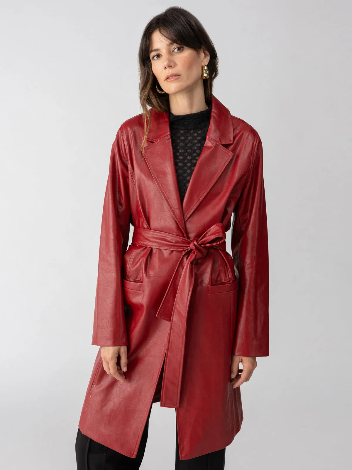 Vegan Leather Coat Garnet