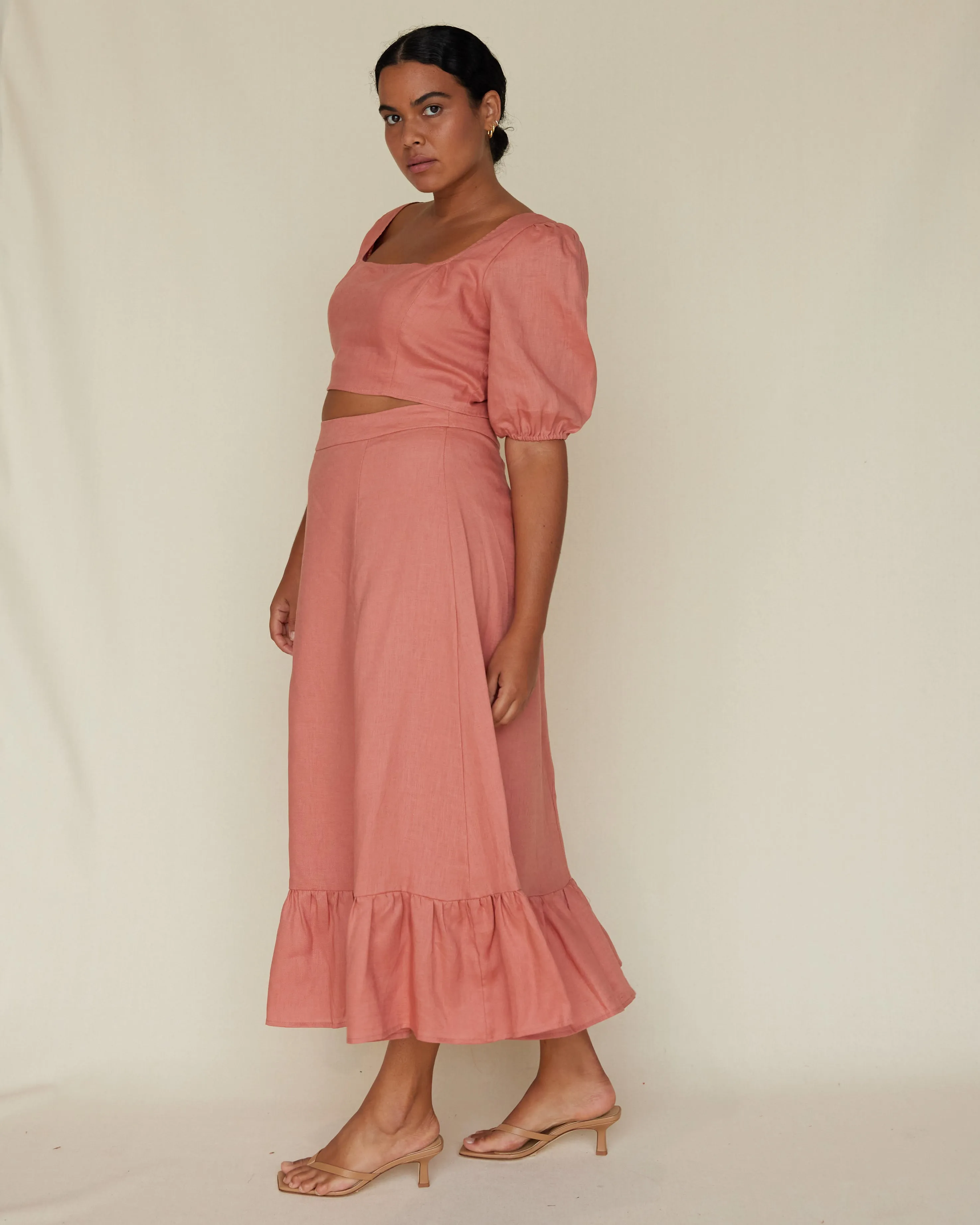 Violetta Linen Skirt - Rust