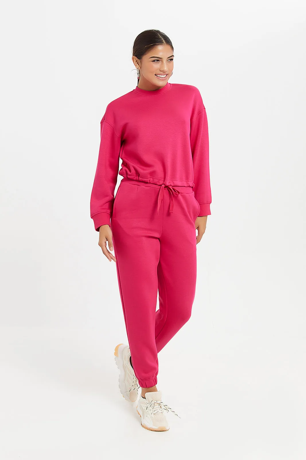 Women Fuchsia fitted Sweatshirt