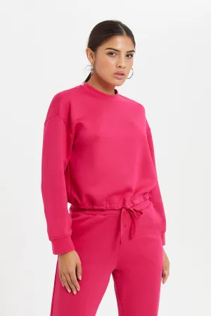 Women Fuchsia fitted Sweatshirt