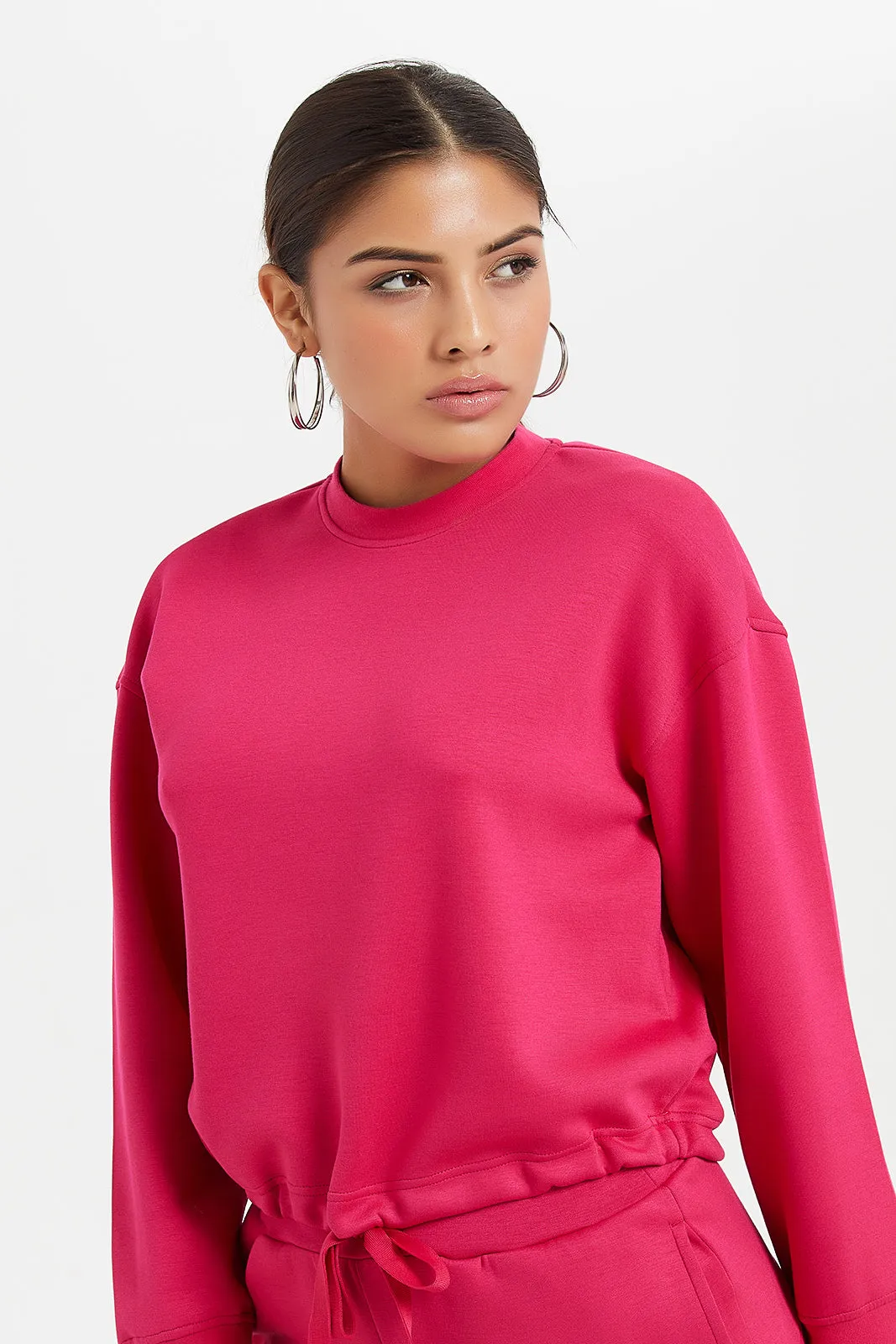 Women Fuchsia fitted Sweatshirt