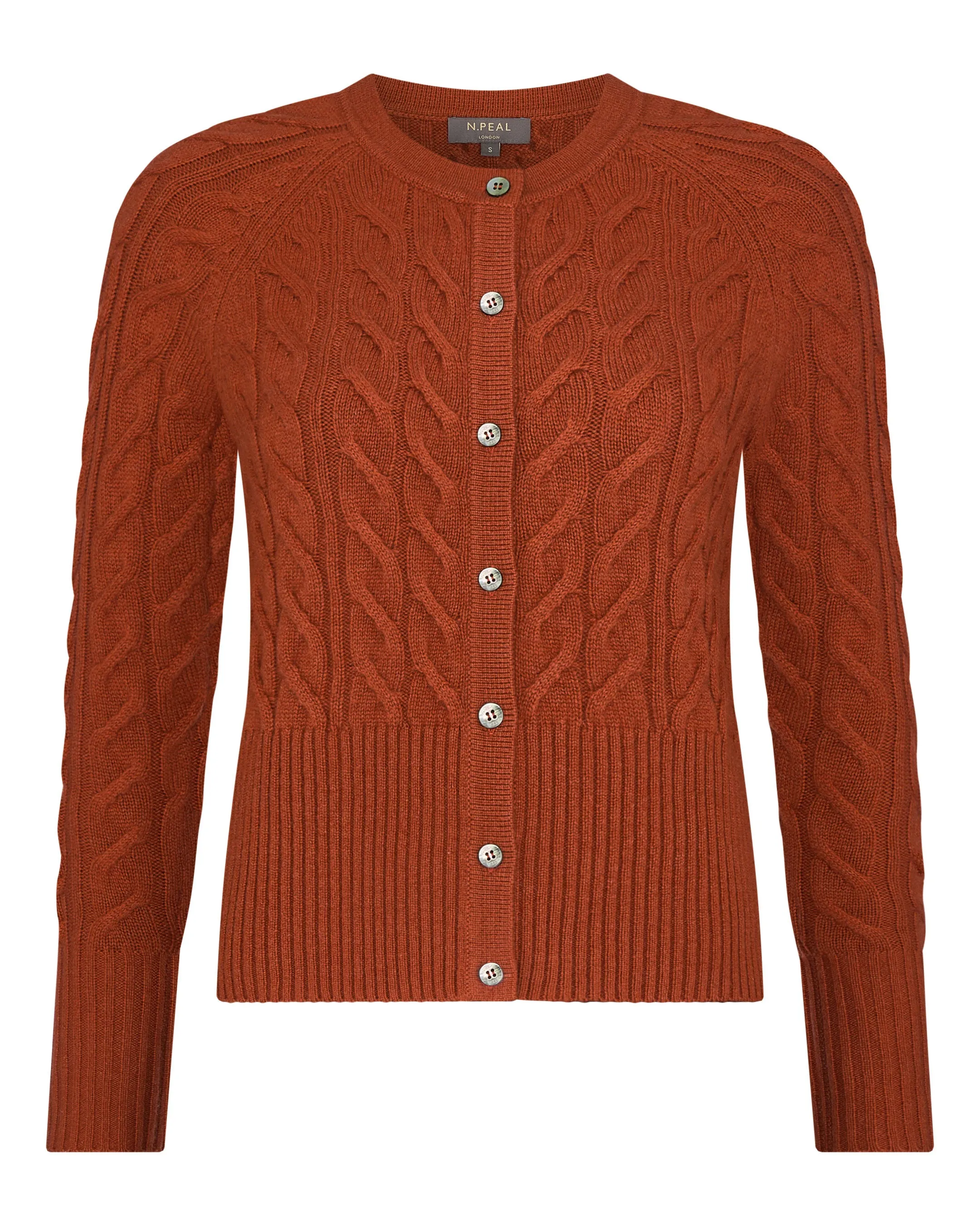 Women's Myla Cable Cashmere Cardigan Rust Orange