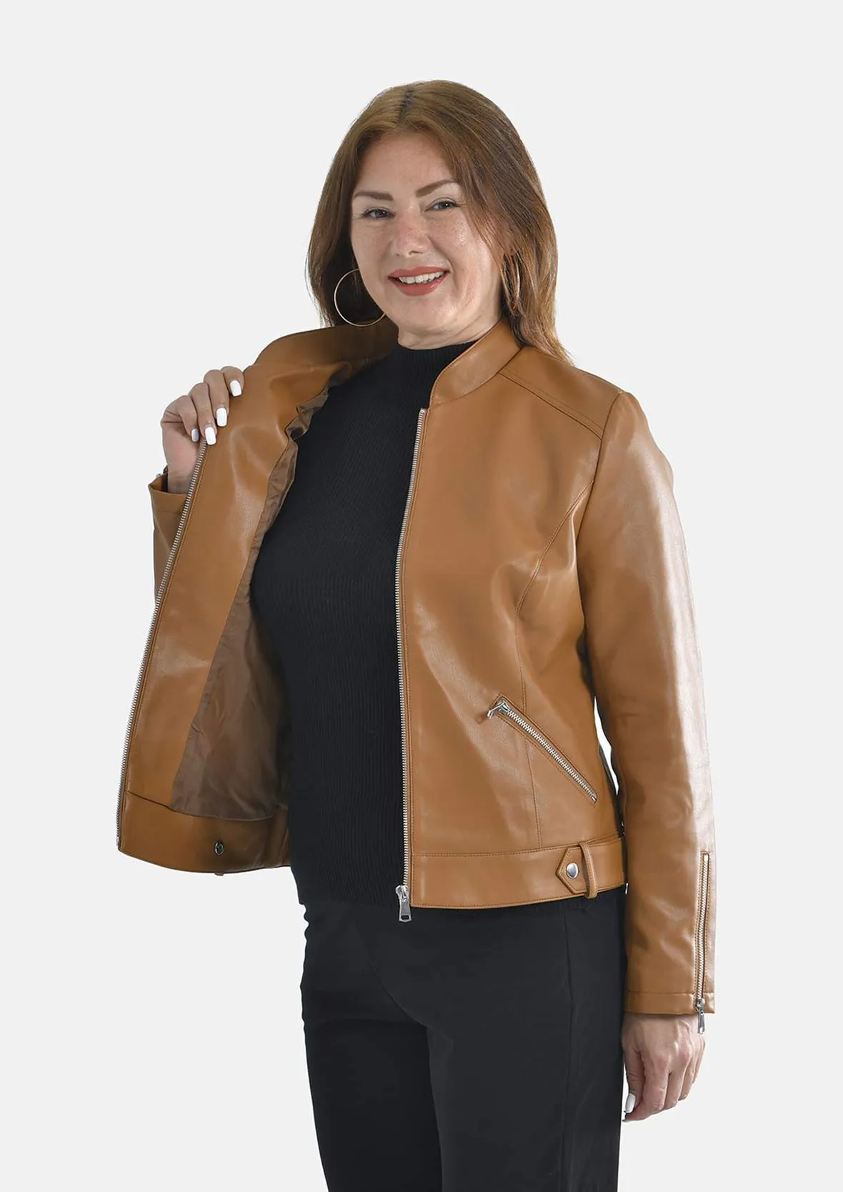 Zip PU Leather Biker Jacket