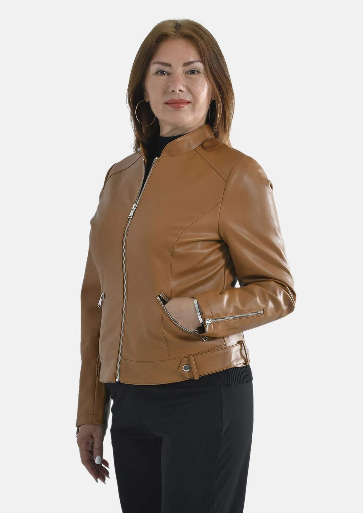 Zip PU Leather Biker Jacket