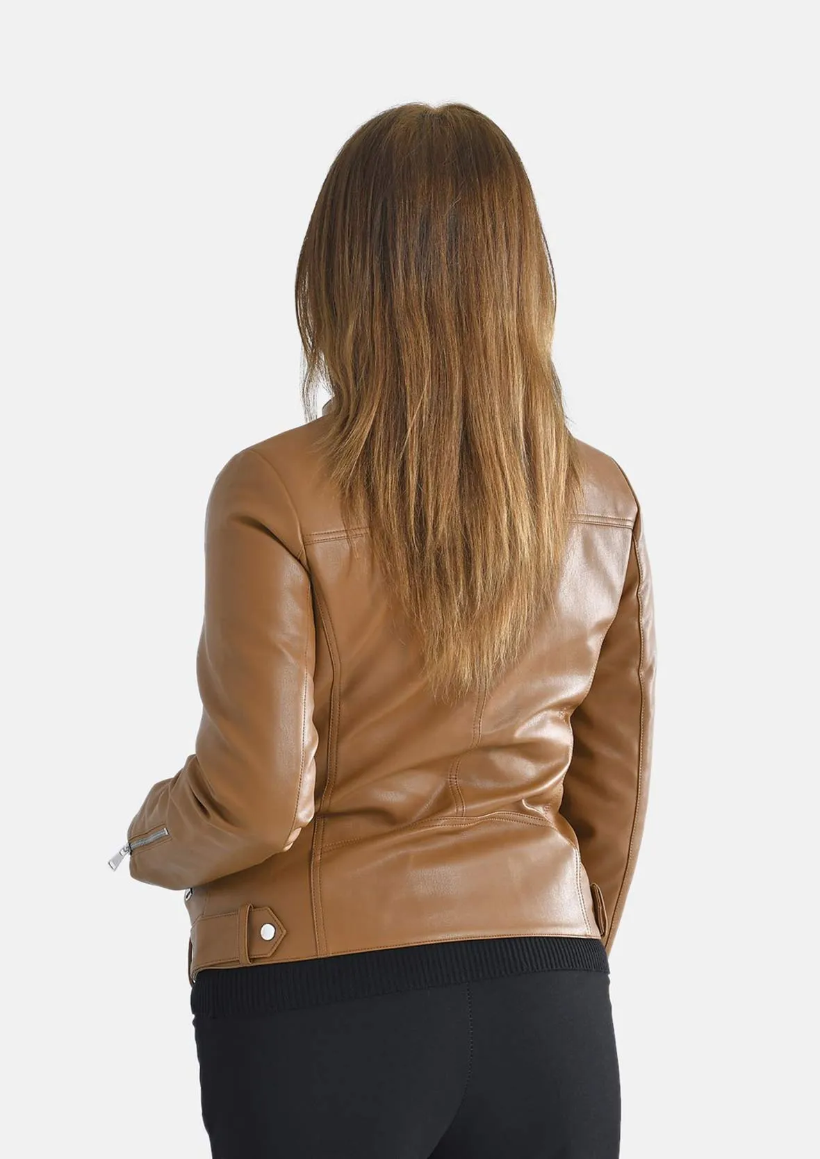 Zip PU Leather Biker Jacket