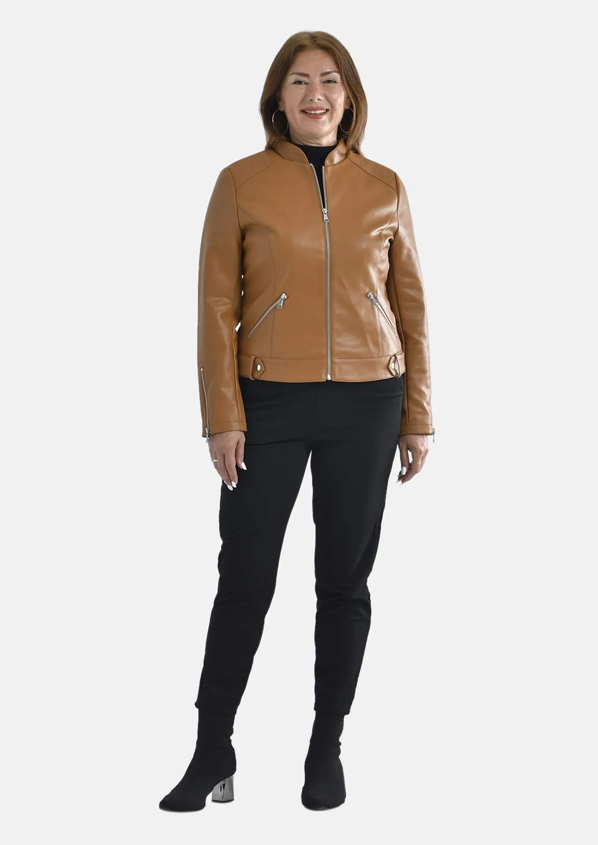 Zip PU Leather Biker Jacket